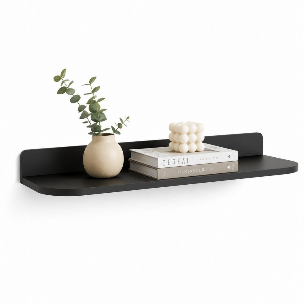 Mensola da parete nera in MDF rettangolare 60 x 15 x 12 cm