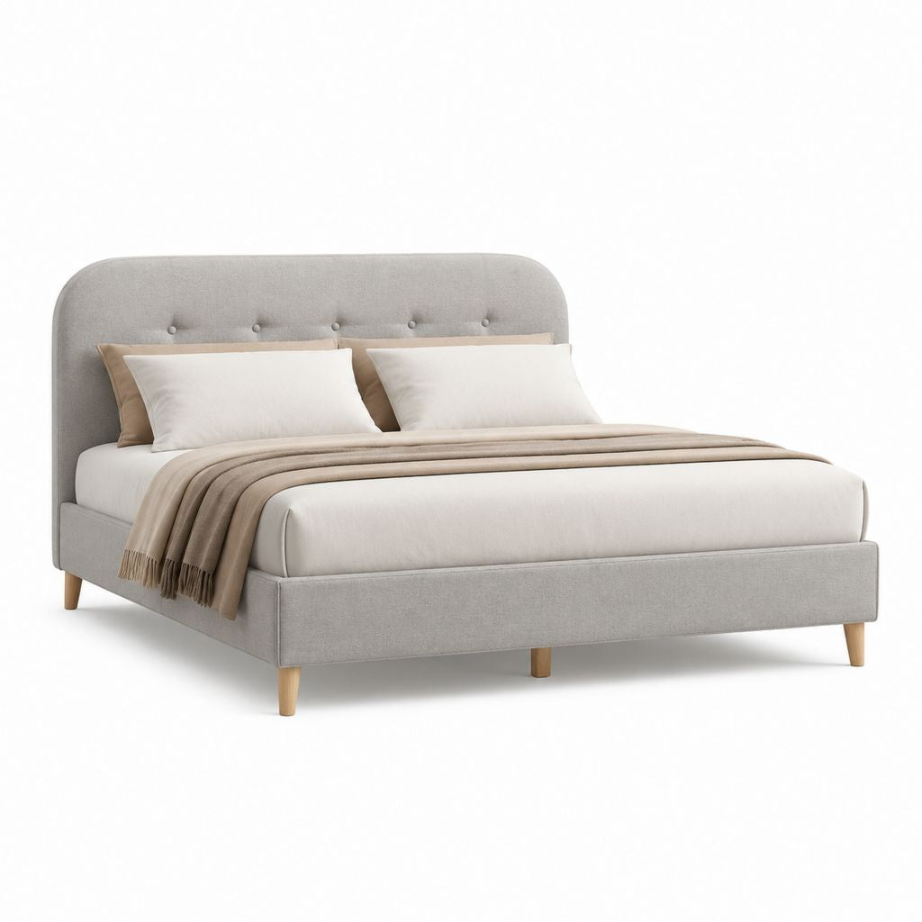 Letto matrimoniale imbottito grigio in poliestere rettangolare 160 x 200 cm
