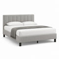Letto matrimoniale imbottito grigio in poliestere con testiera rettangolare 170 x 215 x 110 cm