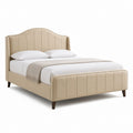 Letto matrimoniale imbottito beige in poliestere con testiera curva 160 x 200 cm