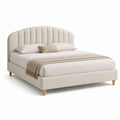 Letto matrimoniale imbottito beige in poliestere con testiera arcuata 174 x 218 x 120 cm