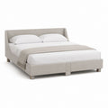 Letto matrimoniale rettangolare grigio chiaro rivestito in poliestere 160 x 200 cm 174 x 217 x 108 cm
