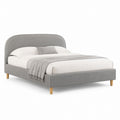 Letto matrimoniale imbottito grigio in poliestere con testiera arrotondata 160 x 200 cm