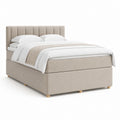 Letto matrimoniale imbottito beige in poliestere 160 x 200 cm con testiera alta