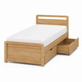 Letto singolo rettangolare in legno massello di pino naturale con 2 cassetti 90 x 190 cm